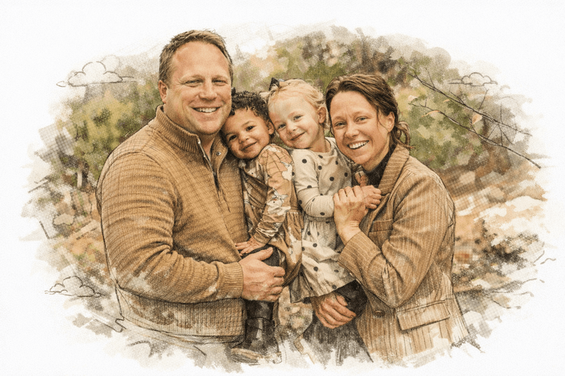 Ryan Scott with his family