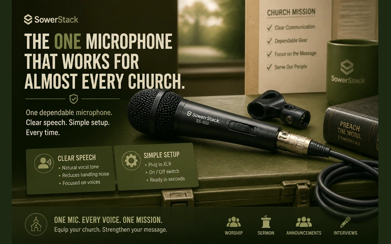 Brighter army-green SowerStack featured image for The one microphone that works for almost every church.