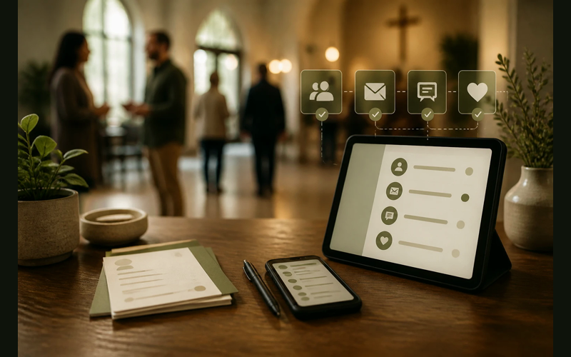 SowerStack editorial green featured image for What Some Churches Are Using to Track First-Time Visitors (And Why It Matters)